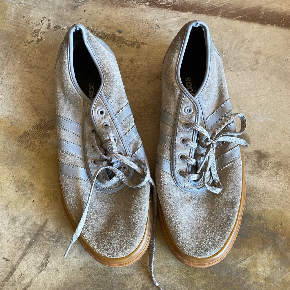 Adidas Men's Light Gray Suede Sneakers